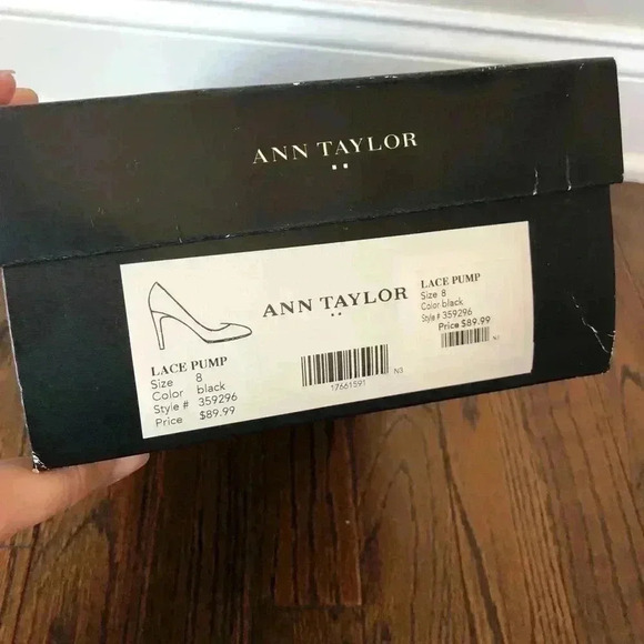 Ann Taylor Women’s 8 Black Lace Shimmer Pink Pump w/3.5” Heel - NEW IN BOX!! - Picture 10 of 11